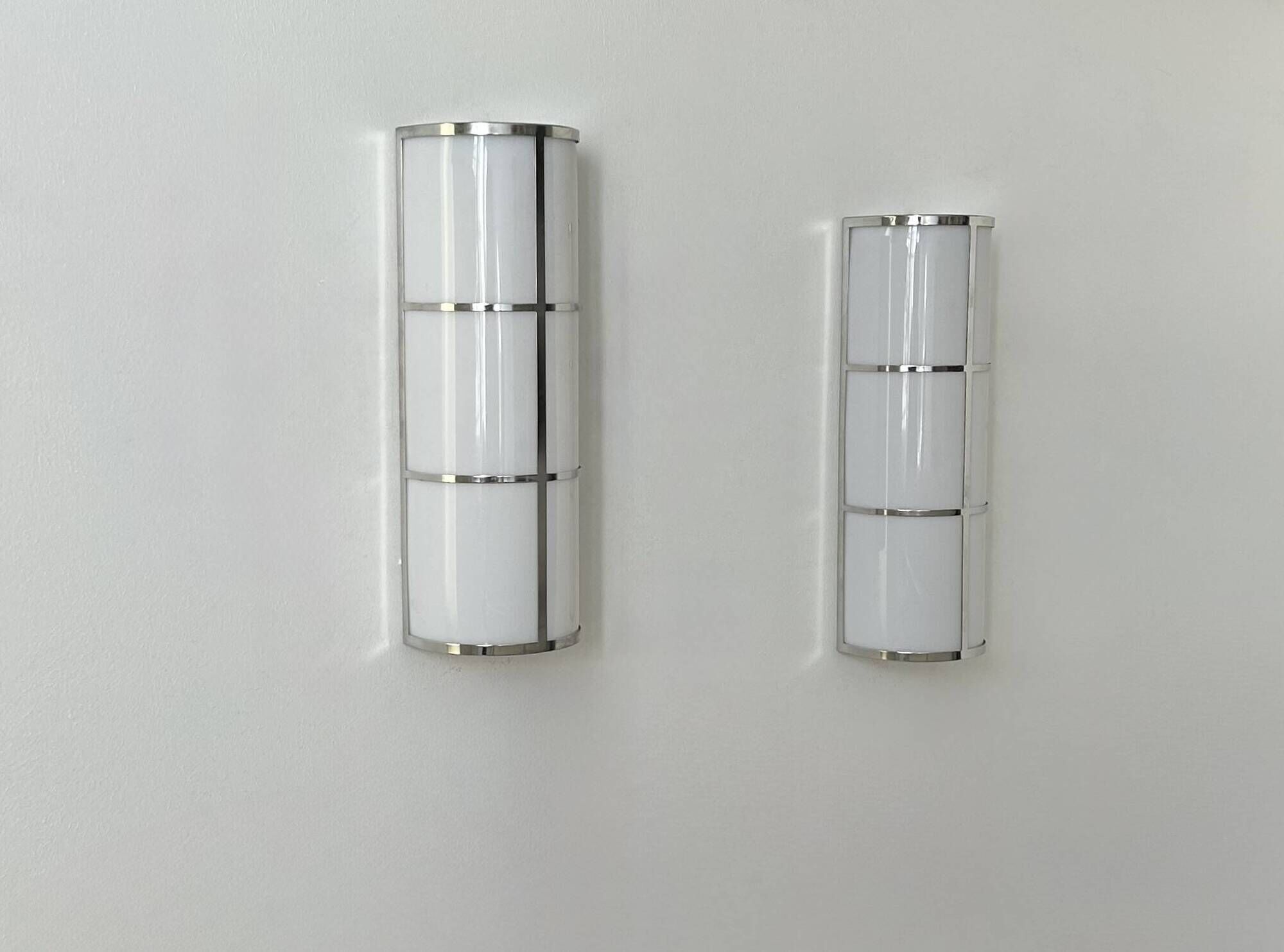 Pair of vintage wall lights, chrome and perspex, France, 1980