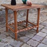 Side table, vintage 50s rattan coffee table