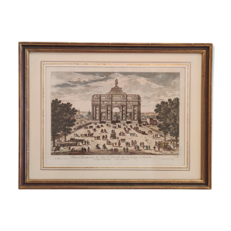 Antique engraving of Paris The trionfe arch of the faubourg st Antoine
