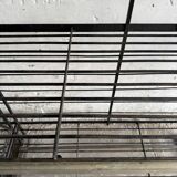 Large Black Powder-Coated Metal Industrial Baker's Rack — Three-Tier Display and Storage Unit, Brass Trim