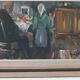 Huile sur toile suédoise originale – « Deux personnages à une table »