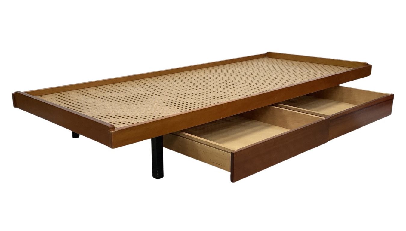 Vintage wooden daybed bed with drawers, Netherlands, 1960