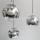 Set de 3 lampes à suspension globe en verre miroir, 1960s