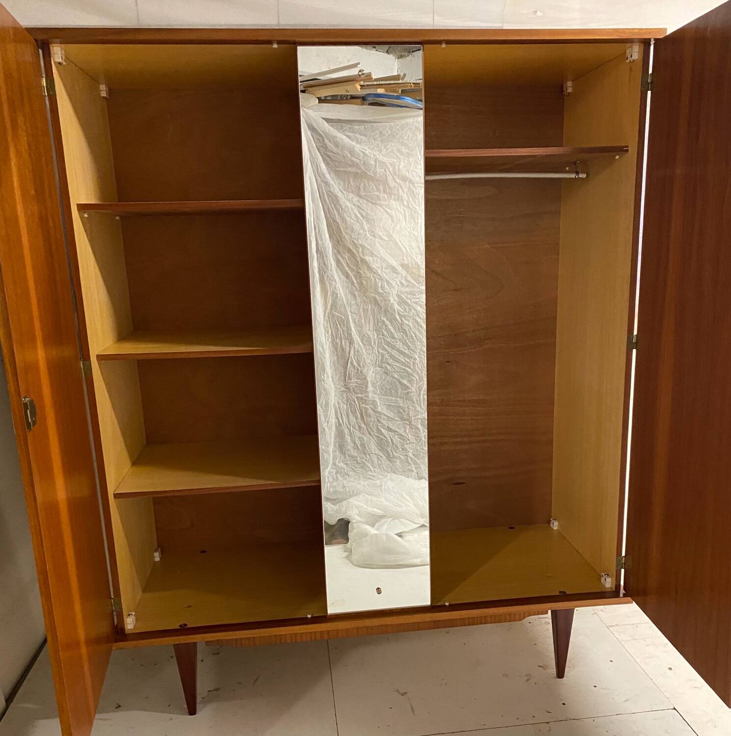 Vintage wardrobe with compass feet from the 60s