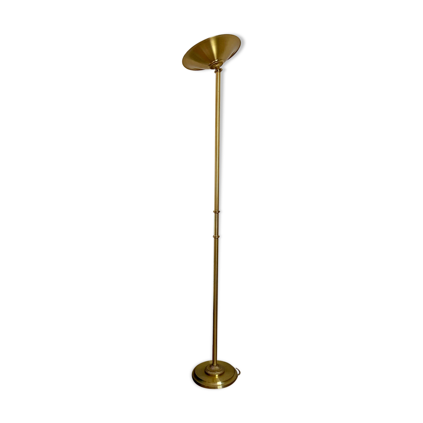 Lampadaire halogène style Louis XVI bronze et laiton, Lucien Gau