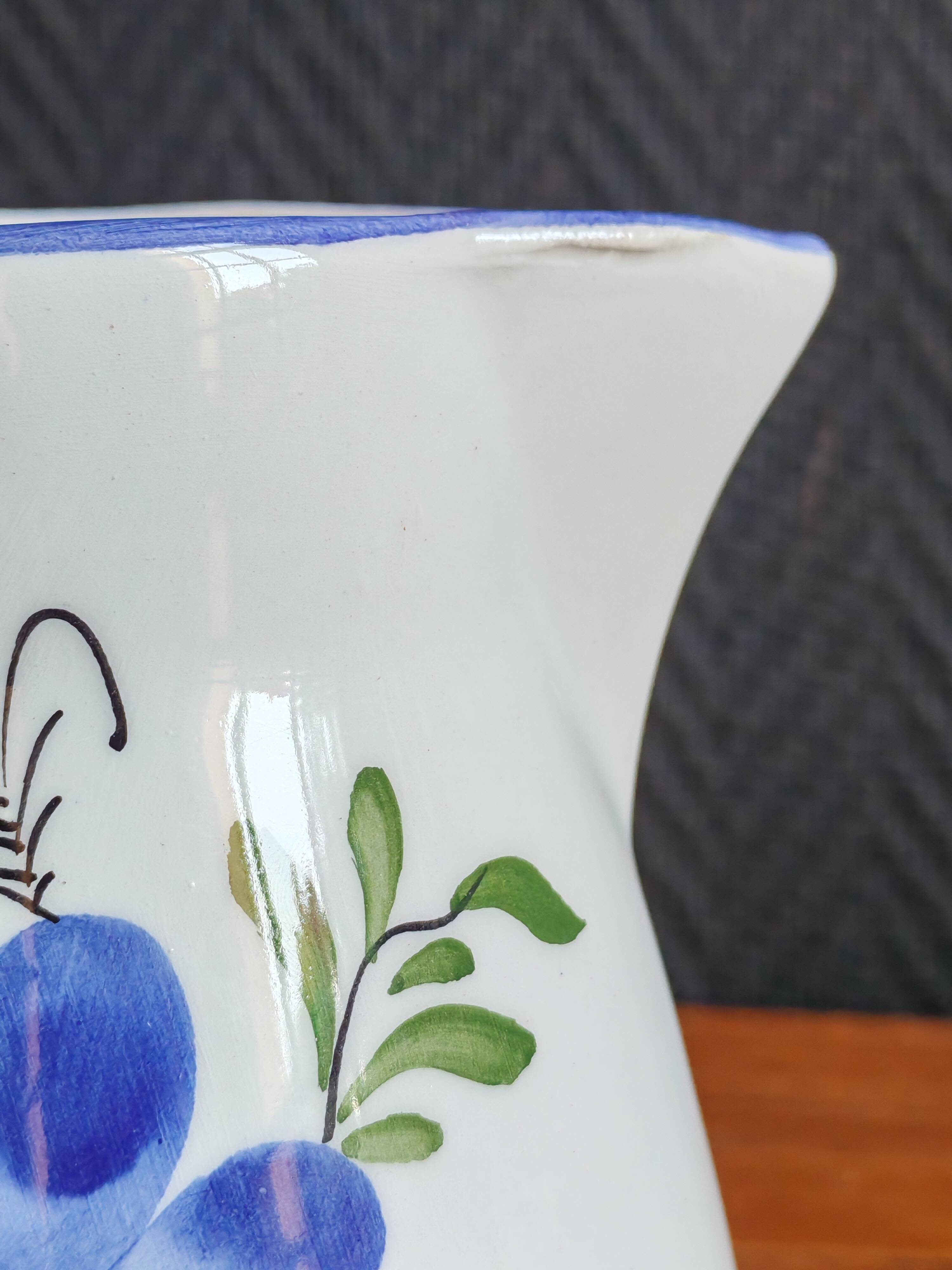 Vintage Ceramic Jug Hand-Painted, Flower Vase