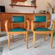 Fauteuils bridges en cuir vert