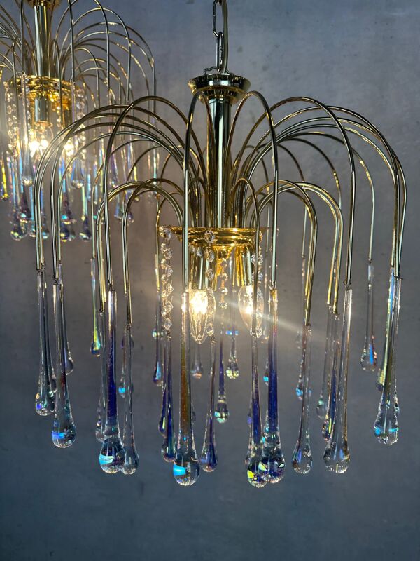 Chandelier en goutte d'eau de style Hollywood Regency – Massif