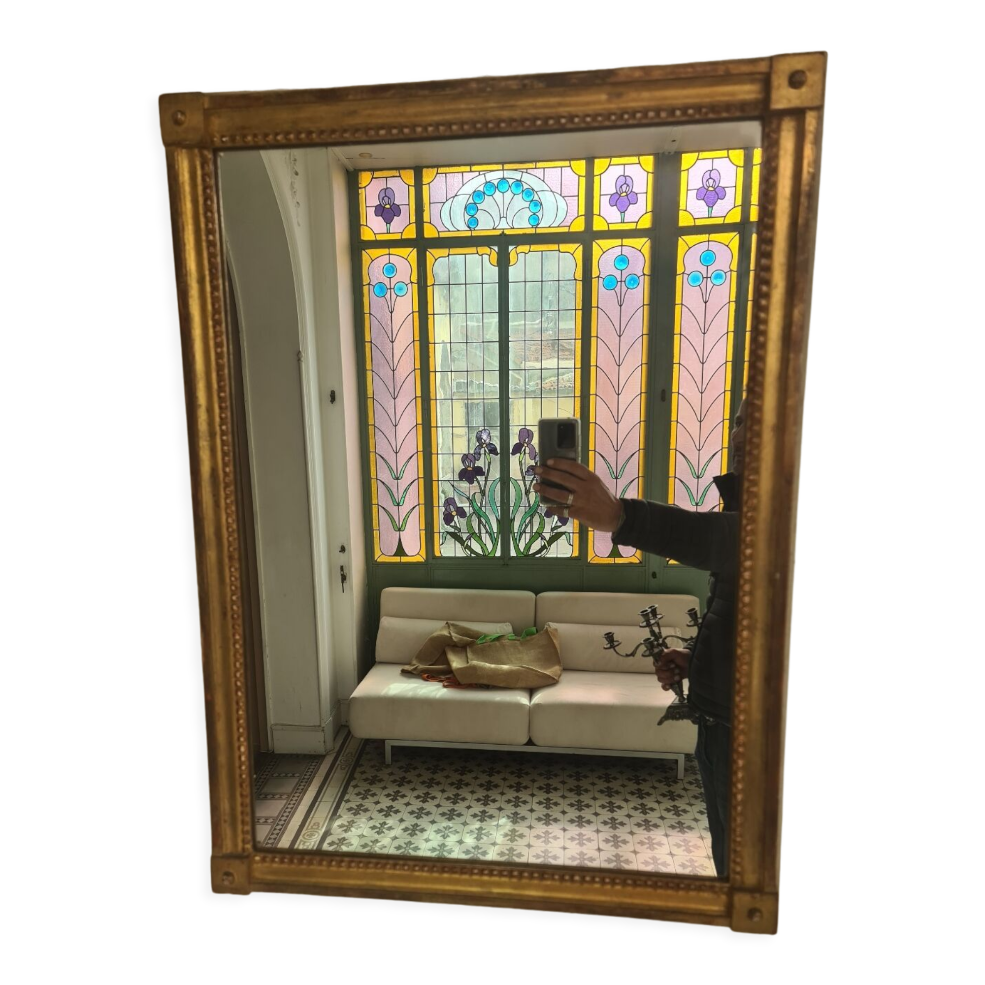 Rectangular gilded mirror, pure lines 59x79cm