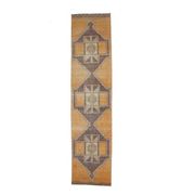Vintage Turkish Oushak Handmade Wool Cotton Orange Runner Rug 95x375