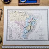 Brazil, old map, printed in 1852.