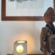 Brutalist stone sculpture lamp