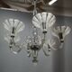 Art Deco Six-Arm Glass Chandelier, Czechoslovakia, 1930s