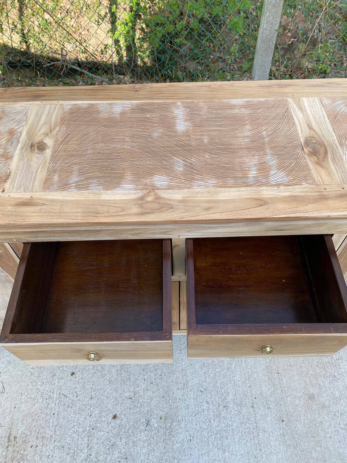 Renovated Scandinavian sideboard in solid raw oak 180cm
