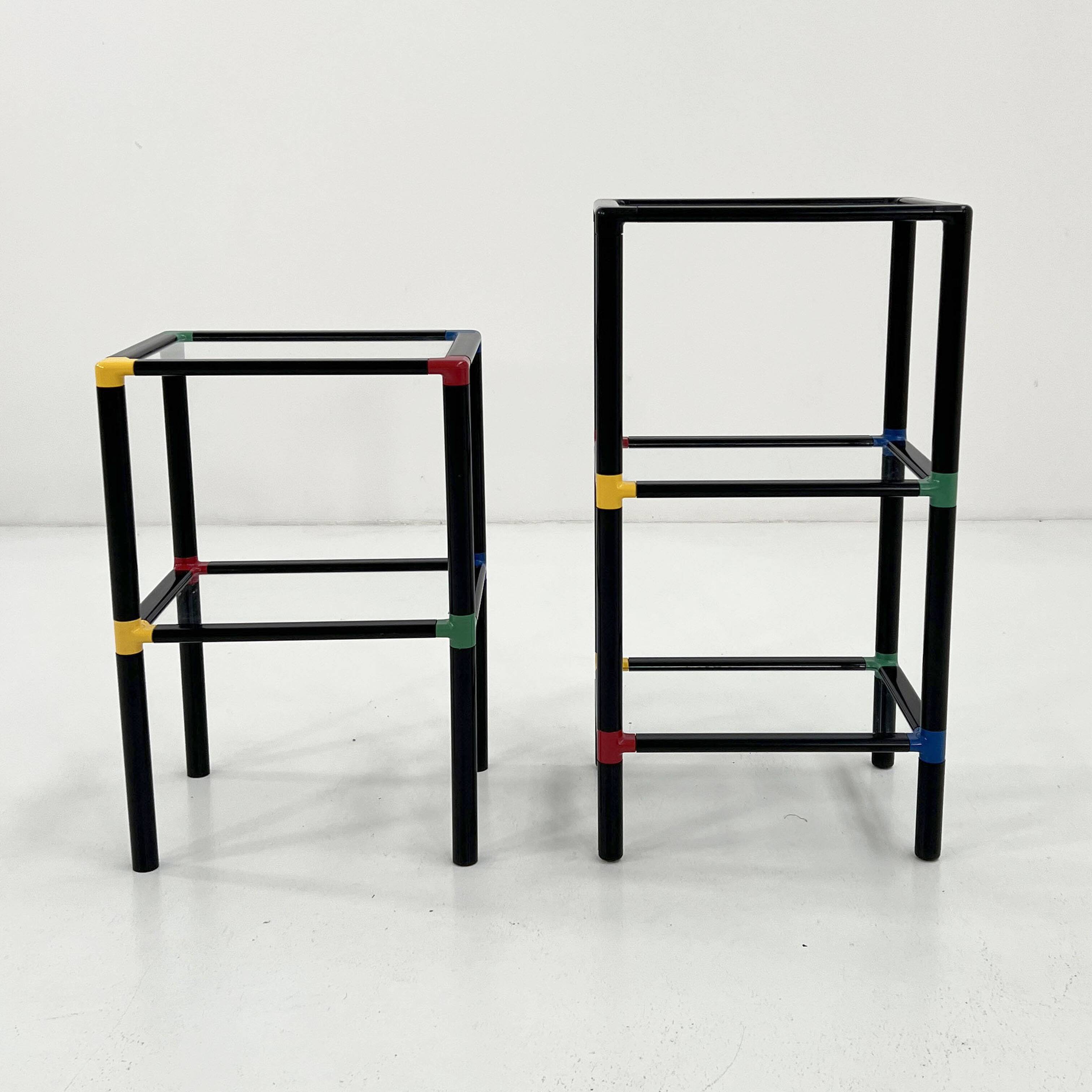 Multicoloured modular floor shelf, 1980