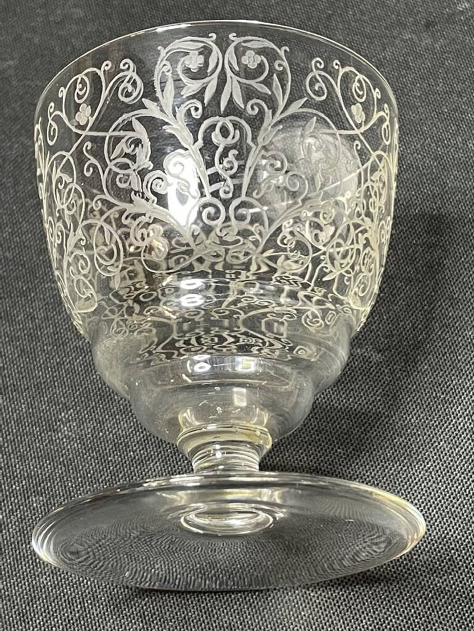 6 stamped Baccarat Lulli wine glasses