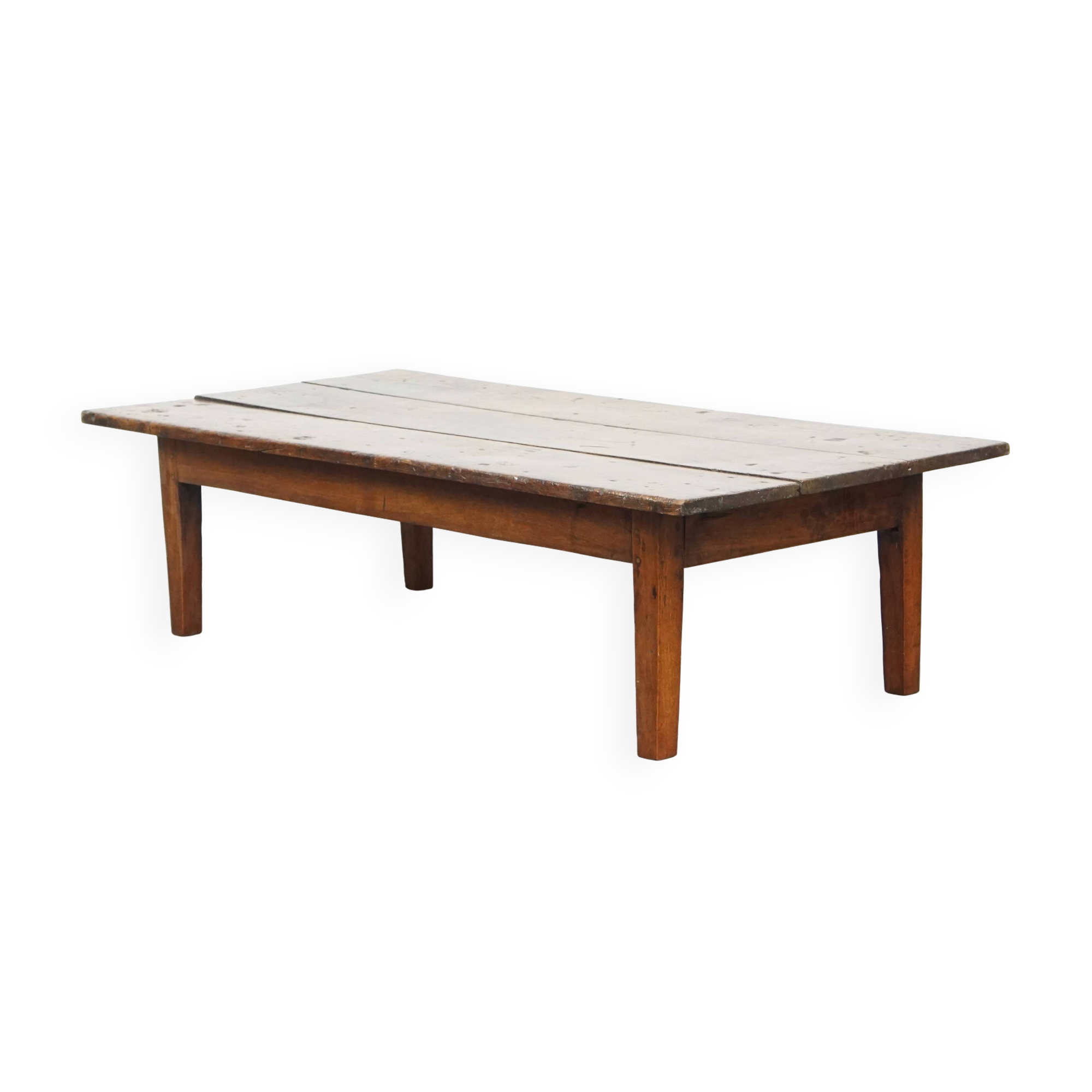 Antique Coffee Table Made of Chestnut Wood from the Early 19th Century
