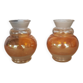 Paire de vases en verre cuivré irisé 1930