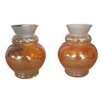 Pair of iridescent copper glass vases 1930