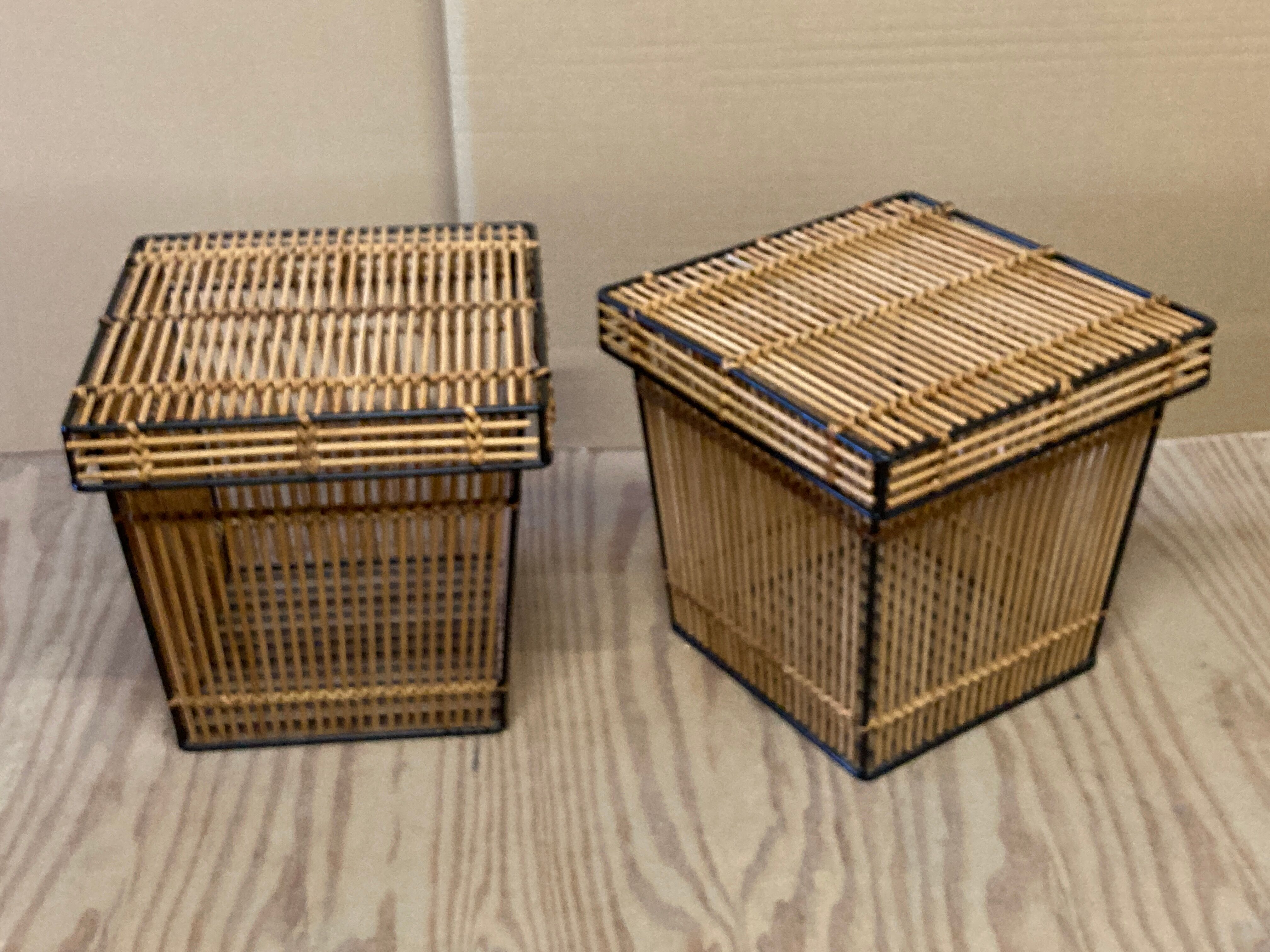 Boîtes ou paniers vintage en rotin et osier par Rohe Noordwolde, années 1960