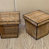 Vintage rattan wicker boxes or baskets by rohe noordwolde, 1960s