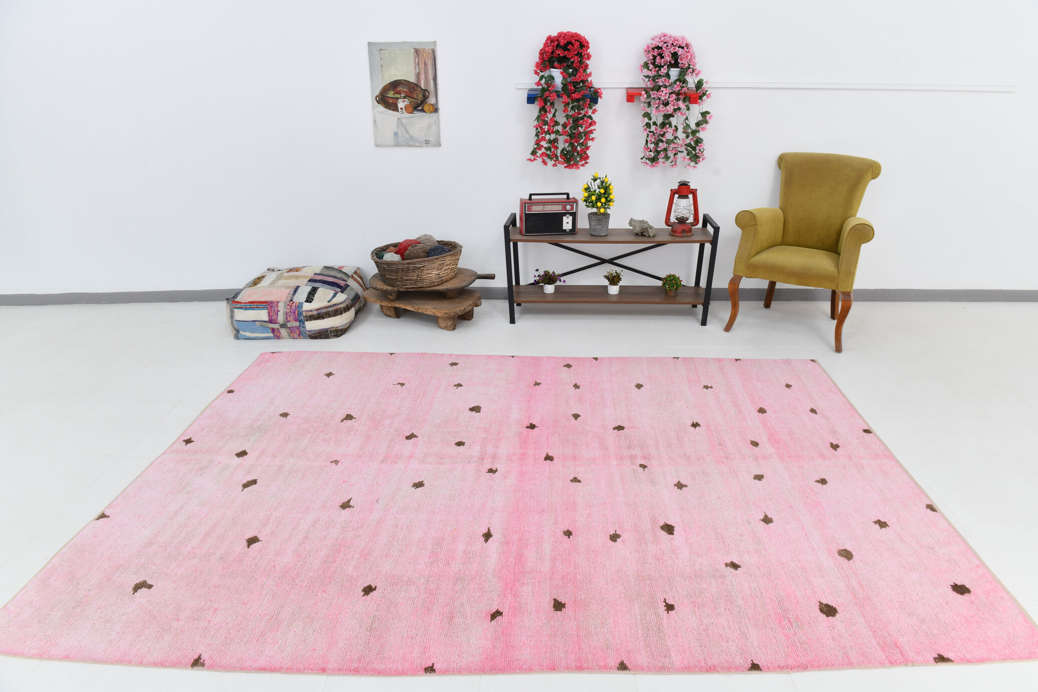 Tapis de chanvre rose poussiéreux 7x10, 212x301cm