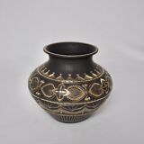 Vase en laiton, marron et doré