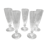 5 crystal Champagne flutes XIX th