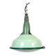 Industrial soviet green enamel pendant light with glass cover, 1960s