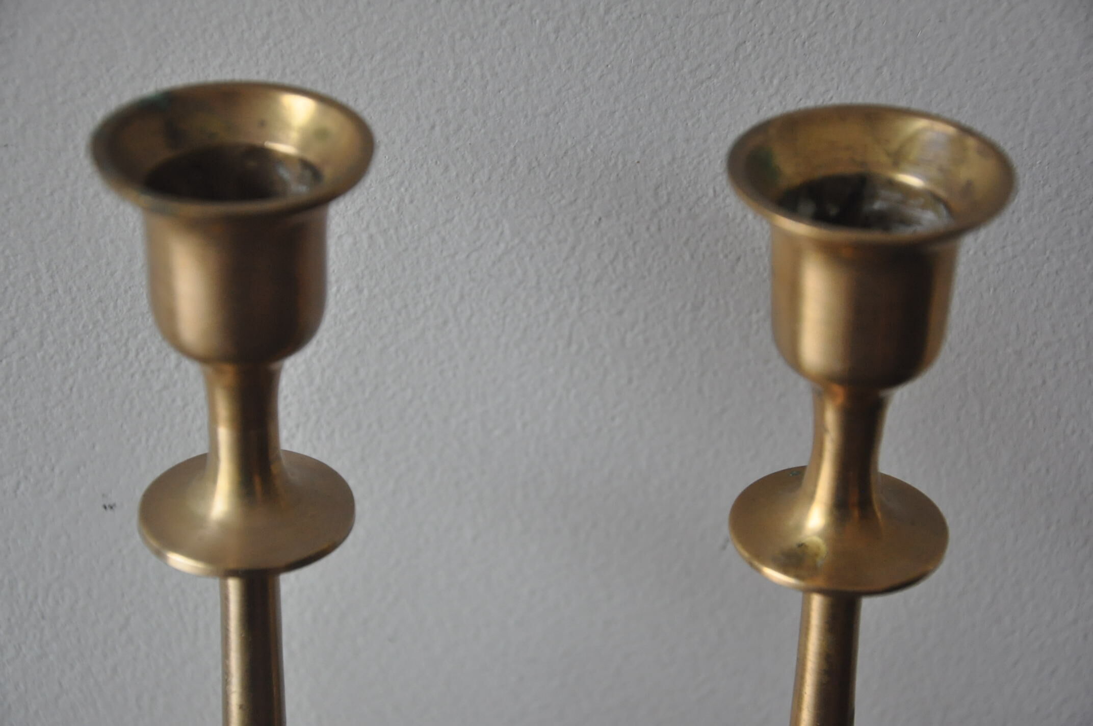 Pair of vintage Scandinavian brass candle holders