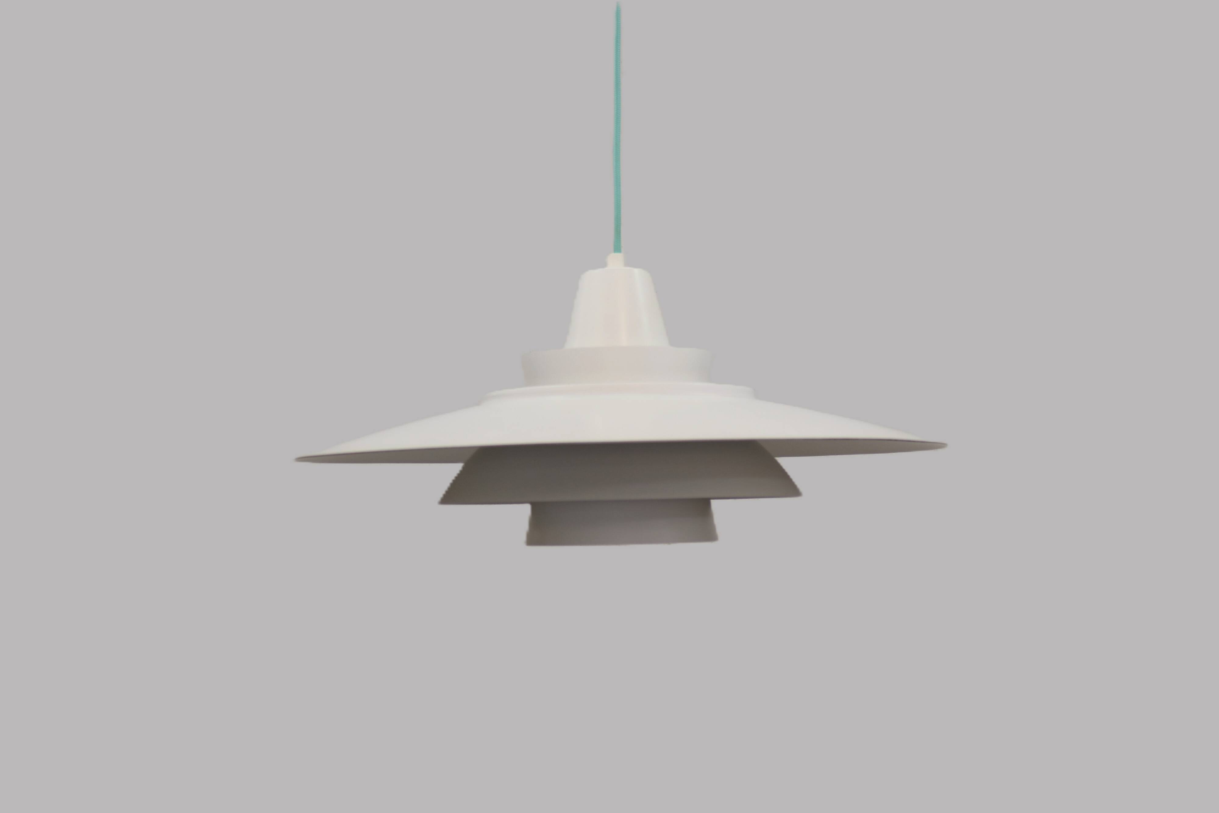 Vintage David Mogensen White Pendant Lamp, Super Light A/S, Danish Mid-Cent