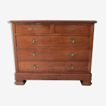Louis Philippe chest of drawers in solid cherry, 5 drawers