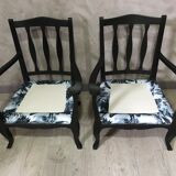 Pair of jungle fabric armchairs
