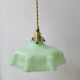 Green draped opaline pendant lamp