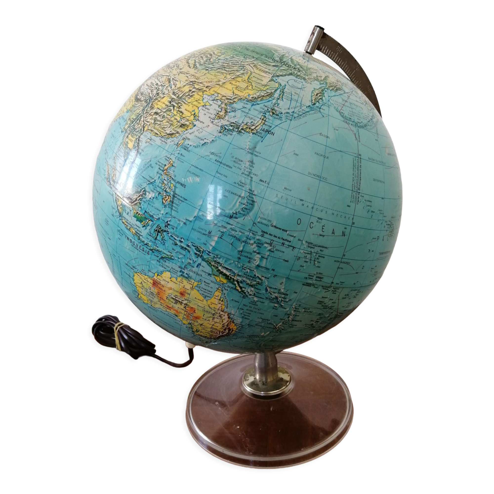 Luminous terrestrial globe scan globe Denmark 1972