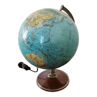 Luminous terrestrial globe scan globe Denmark 1972