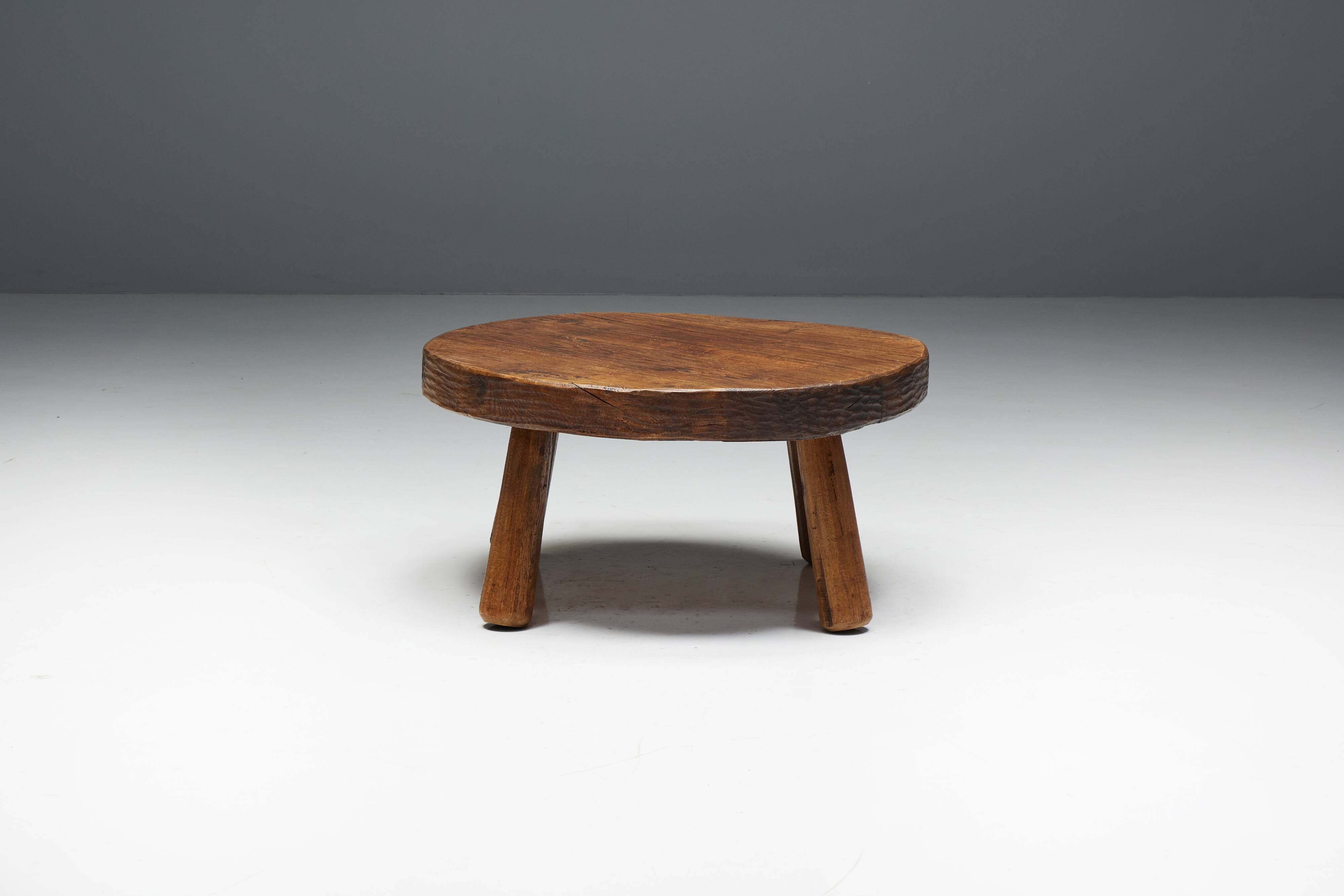 Brutalist Folk Art Coffee Table, France, 19th Century