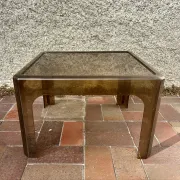 1970s occasional coffee table in smoked Plexiglas by Prisunic