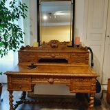 Tiered desk, Louis XIII style in light oak