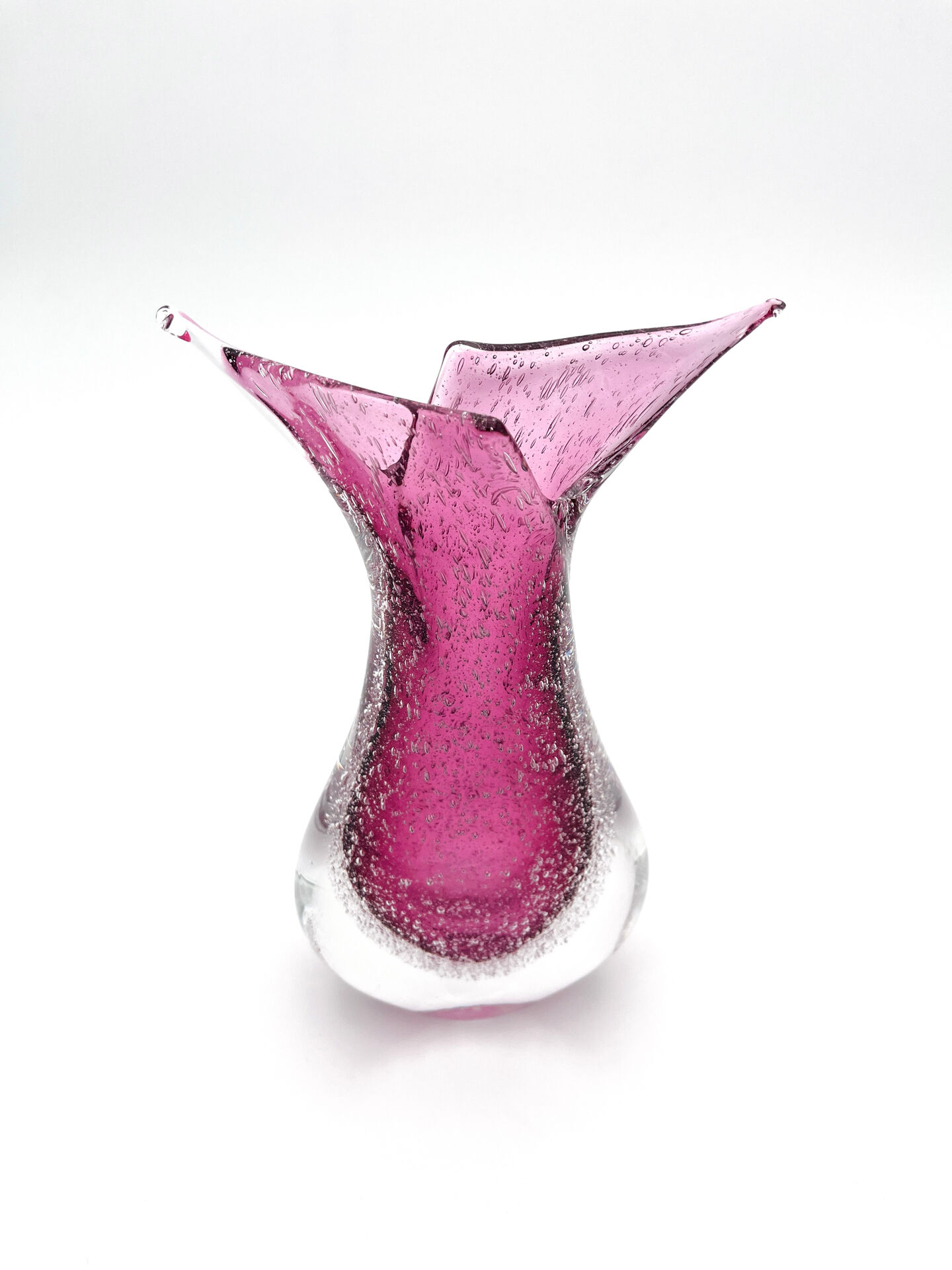 Vase signé Formia - Murano - Sommerso & Bullicante violet - 1970