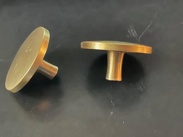 pair of old brass handle knobs