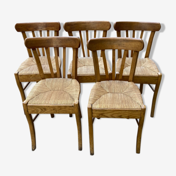 5 chaises bistrot paillées