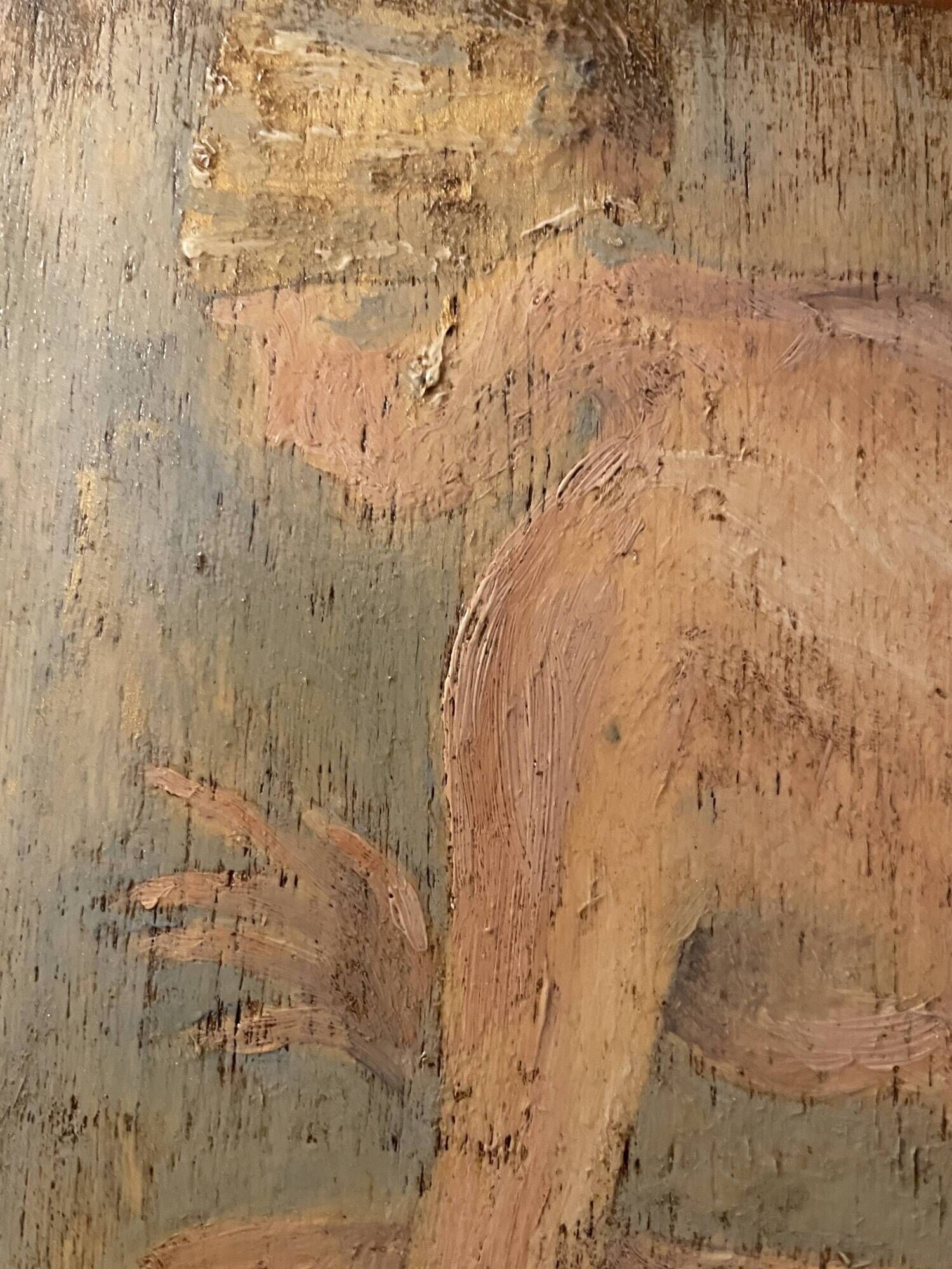 Painting signed oil on wood female portrait “belle époque”