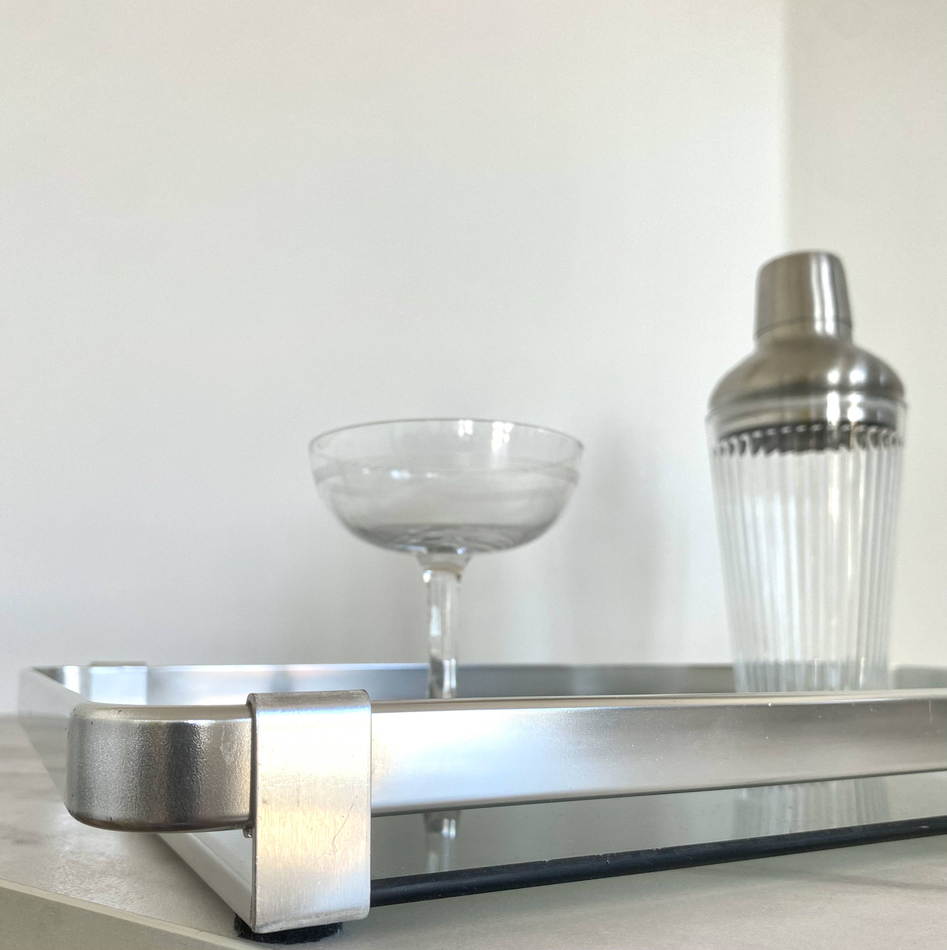 Aluminium and chrome plateau MB Italy 1970s - 45 cm