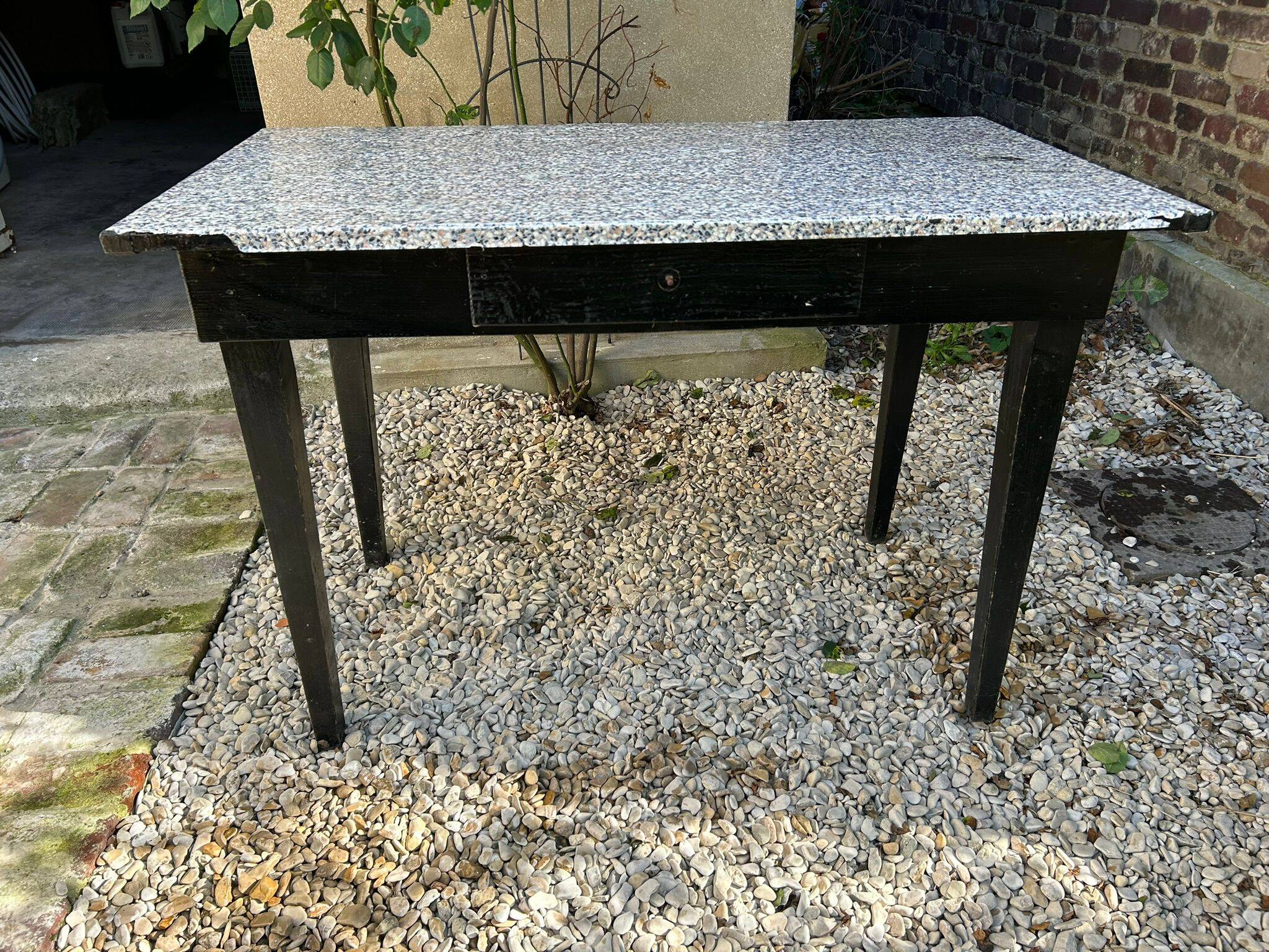 Vintage wooden table adhesive coating