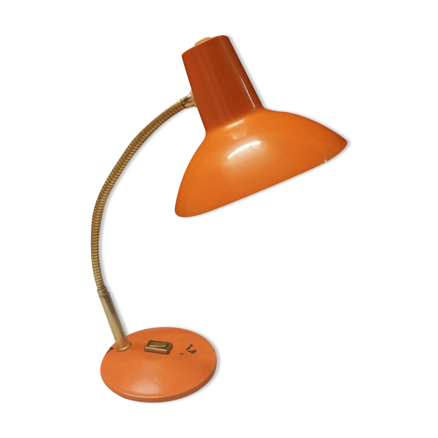 Lampe de bureau vintage - métal laqué orange - 1970
