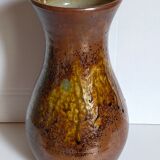 High potter's vase with flared neck with tachist enamel
