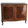 Neo-baroque brown wooden dressing table with marquetry and curved legs (1940, Hungary)