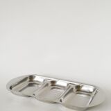 Plat à compartiments rectangulaire en inox, Design, 1970, 35 X 16 cm
