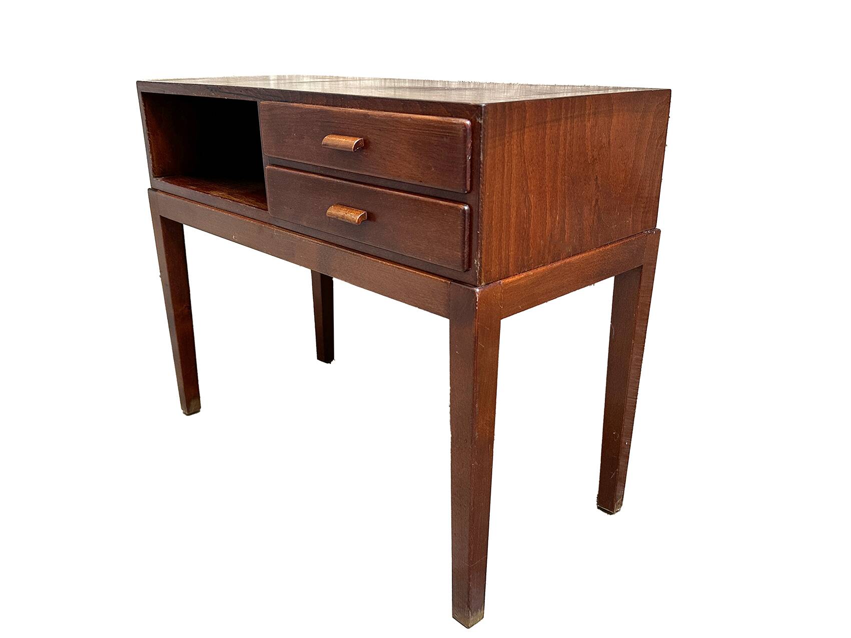 Entrance table made of stained beech wood, large space and two drawers